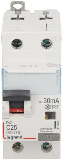 Legrand DX3 Релета На Релса Изтичане На Земя 25A Двуполюсен С Напрежение 230V 30mA