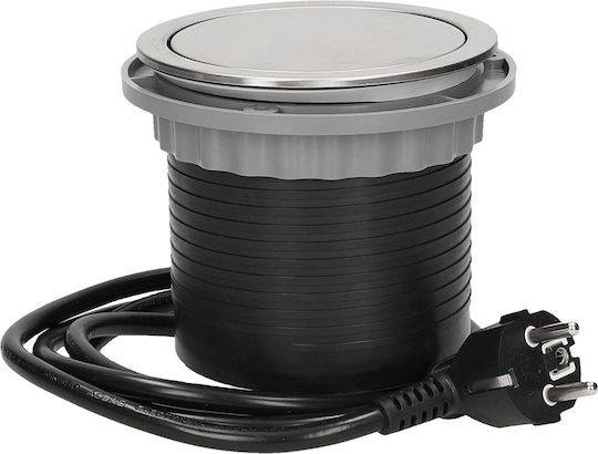 Orno Τριπλή Χωνευτή Πρίζα Ρεύματος με 2 Θύρες USB Ασημί