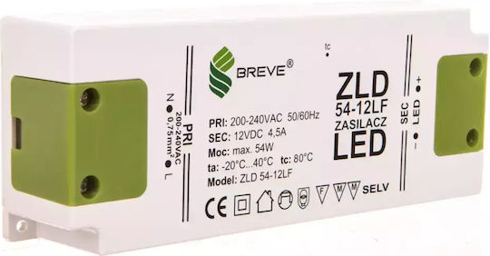 Breve Sursă de alimentare LED IP20 Putere 54W cu Tensiune de Ieșire 12V