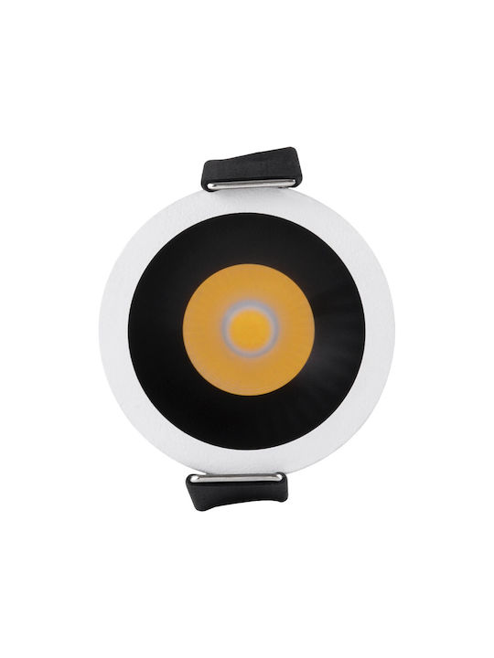 kelvo Metallic Recessed Spot with Built-in LED and Natural White Light White 4x4cm