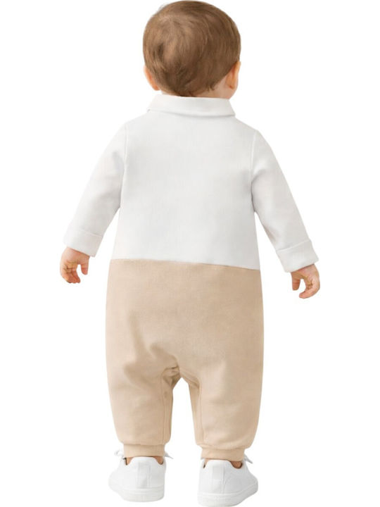 TakTakBaby Body pentru Bebeluși Mânecă lungă Beige/White