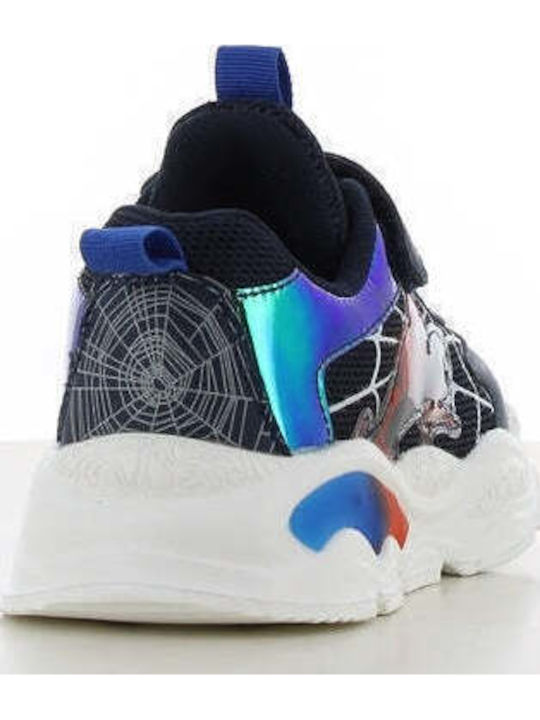 Spiderman Kids Sneakers with Hoop & Loop Closure & Lights Blue