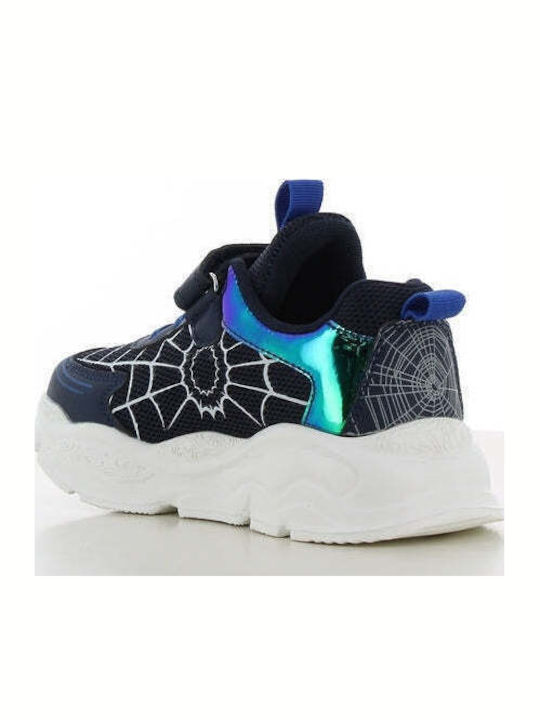 Spiderman Kids Sneakers with Hoop & Loop Closure & Lights Blue