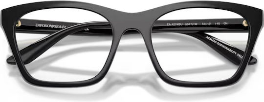 Women's Acetate Cat Eye Prescription Eyeglass Frame Black EA4274BU 50171W