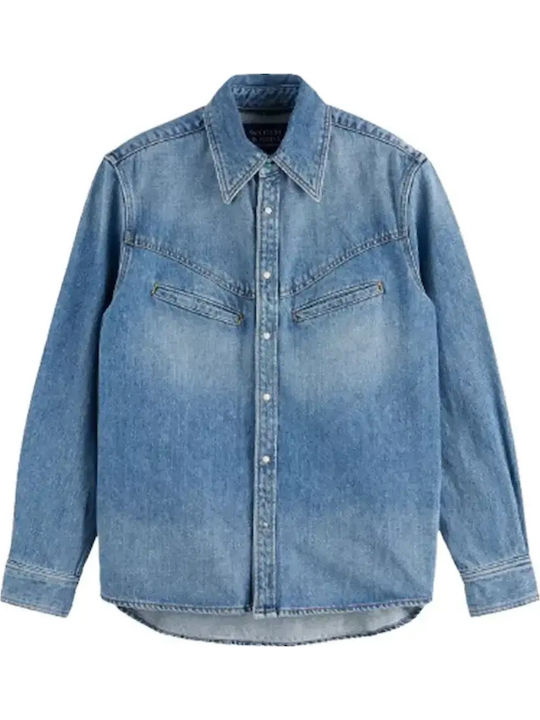 Long Sleeve Blue Denim Shirt