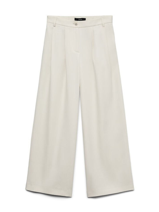 Women's Fabric Trousers Dad Fit Beige
