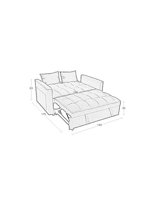 Wind Διθέσιος Καναπές Κρεβάτι Grey 140x85x82εκ.