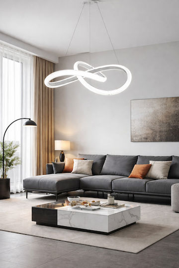 Universo Illuminazione LED Lumini Suspendate Alb 55x120 cm Universo Illuminazione LED Lumini Suspendate Alb 55x120 cm