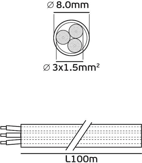VK Lighting VK/SIHF/3/1.50 Power Cord Type SiHF with Cable Properties 3x1.5mm² in Black Colour 1m
