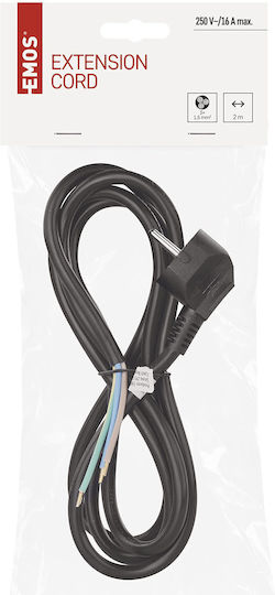 Emos Power Cord Type NYL with Cable Properties 3x1.5mm² in Black Colour 1m