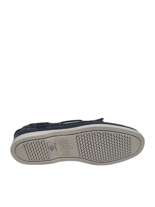 Portland Leather Men's Boat Shoes in Blue Colour