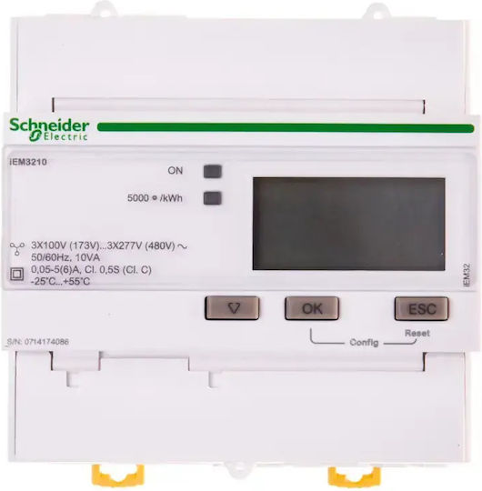Schneider Electric Μετρητής Παλμών Ηλεκτρολογικού Πίνακα Ψηφιακό Ράγας Τριφασικό A9MEM3210