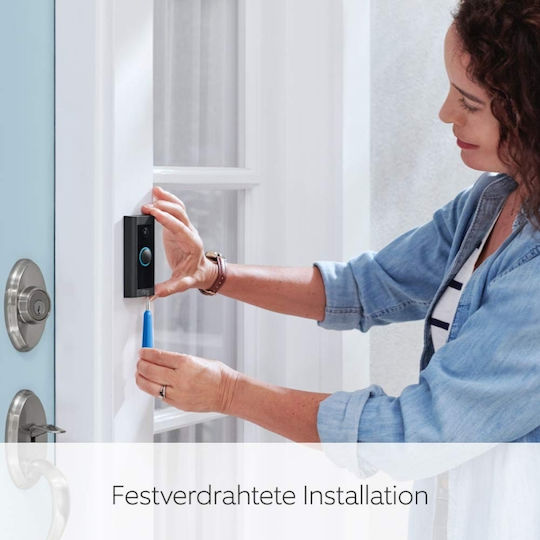 Ring Video Doorbell Wired Ασύρματο Κουδούνι Πόρτας Συμβατό με Alexa Μαύρο