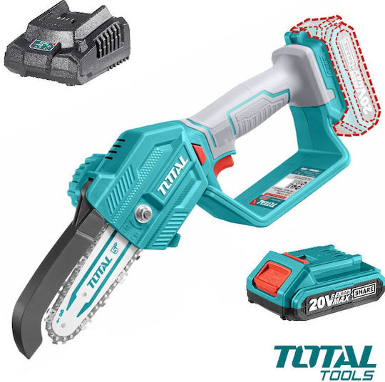 Total Pruning Battery Chainsaw 1x2Ah 20V 1.66kg with Blade 13cm