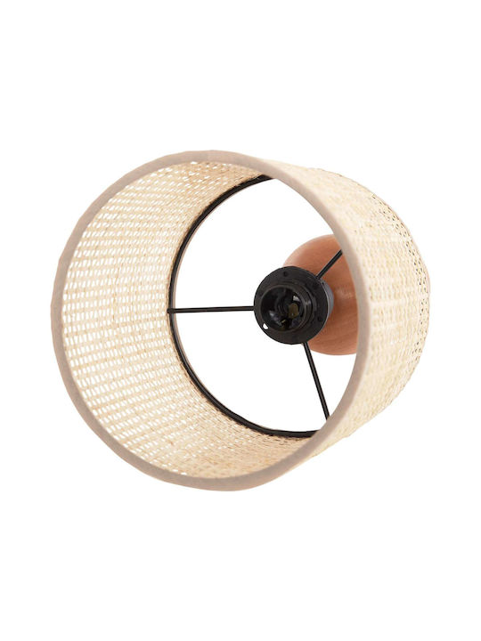 Freebox Holz Tischlampe mit Beige Schirm und Basis