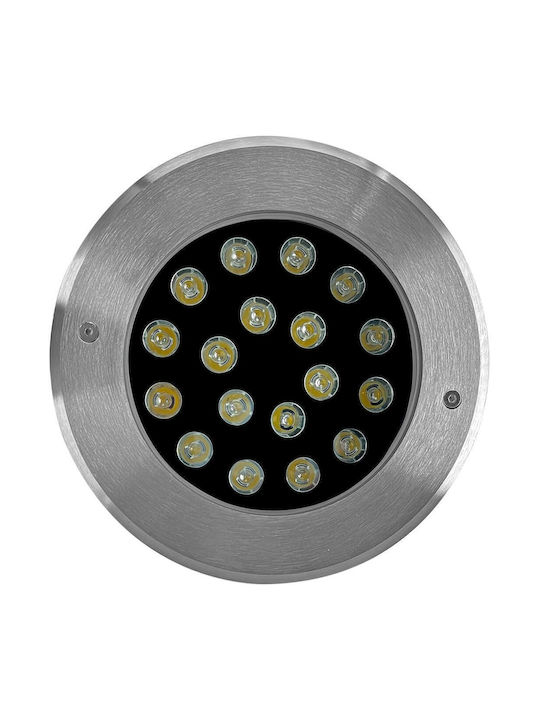 Geyer Σποτ Δαπέδου LED 18W με Θερμό Λευκό Φως IP68 Ασημί