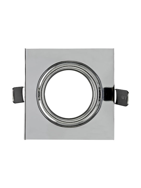 Geyer Square Metallic Recessed Spot with Socket GU10 Silver 8.7x8.7cm. 1pcs