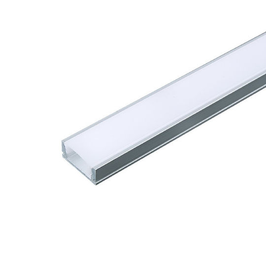 Lucas P172 Extern Aluminiumprofil für LED-Streifen mit Transparent Abdeckung 200x1.7x0.7cm