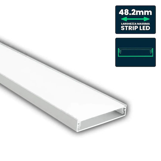 Profil De Aluminiu Led Benzi Acoperire Opală 2m 50x10mm V-tac – 24102