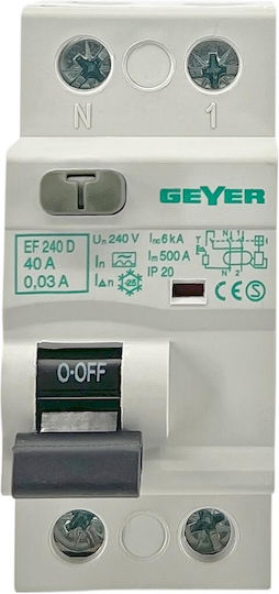 Geyer Ρελέ Ράγας Διαρροής 40A Διπολικό