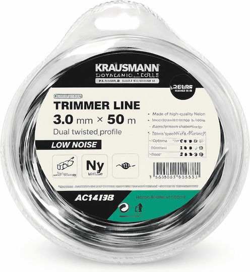 Krausmann AC14198 Twist Brush Cutter Trimmer Line Length 50m and Thickness 3mm