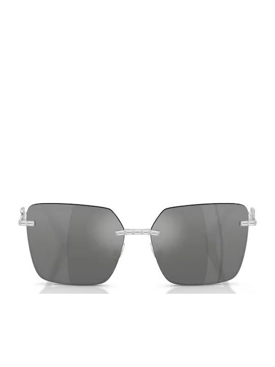 Dolce & Gabbana Unisex Sonnenbrillen mit Silbernem Rahmen und Silbernem Spiegelglas DG2332B 05/88