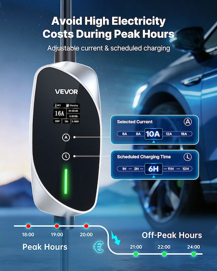 Vevor Portable Single Phase Charging Station 3.6kW with Built-in Type 2 Cable OGBXCDQPM36K4SFRT001V2