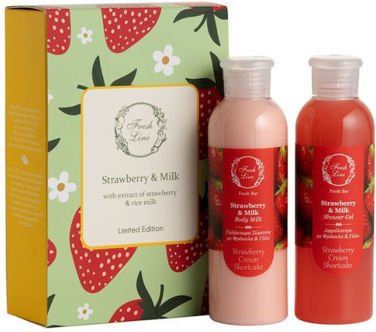 Fresh Line Strawberry & Milk Σετ Περιποίησης για Ενυδάτωση & Καθαρισμό Σώματος 2τμχ