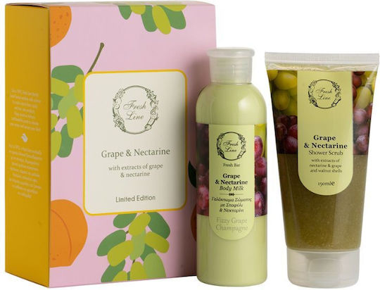 Fresh Line Grape & Nectarine Σετ Περιποίησης για Καθαρισμό Σώματος 2τμχ