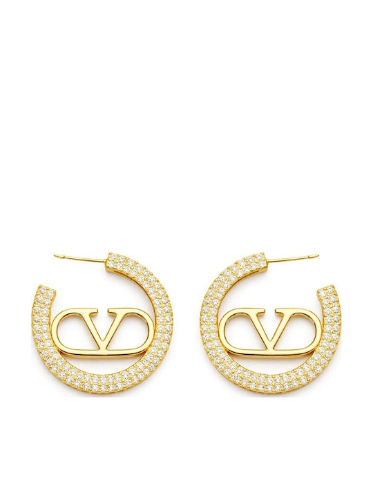 Eluna Gold Plated Hoop Earrings with Stones