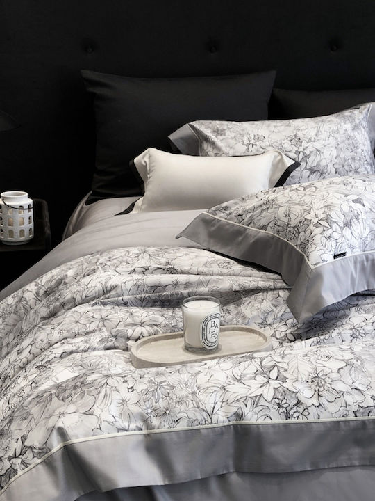 Σετ Παπλωματοθήκη Υπέρδιπλη 220x240cm 2 Μαξιλαροθήκες & 1 Σεντόνι Γκρι