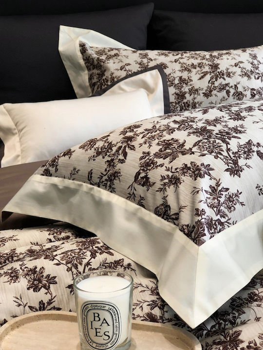Σετ Παπλωματοθήκη Υπέρδιπλη 220x240cm 2 Μαξιλαροθήκες & 1 Σεντόνι Μπεζ Καφέ