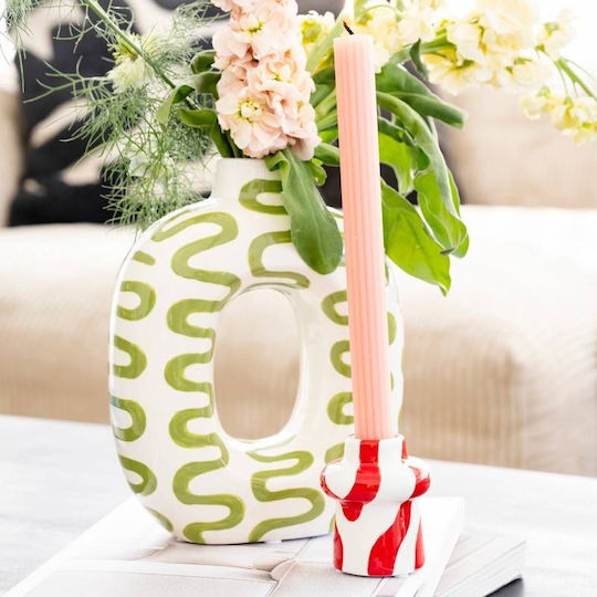 Que Rico Ceramic Green Vase 18x8.5xHcm