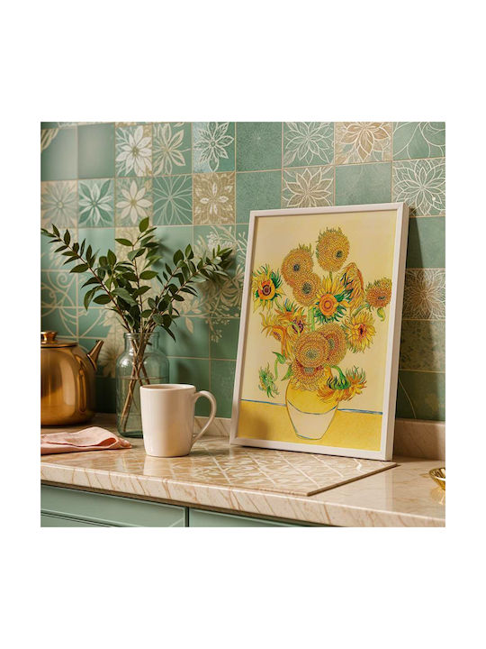 Poster Van Gogh Sunflowers Art116 50cm X 70cm Brown Wooden Frame