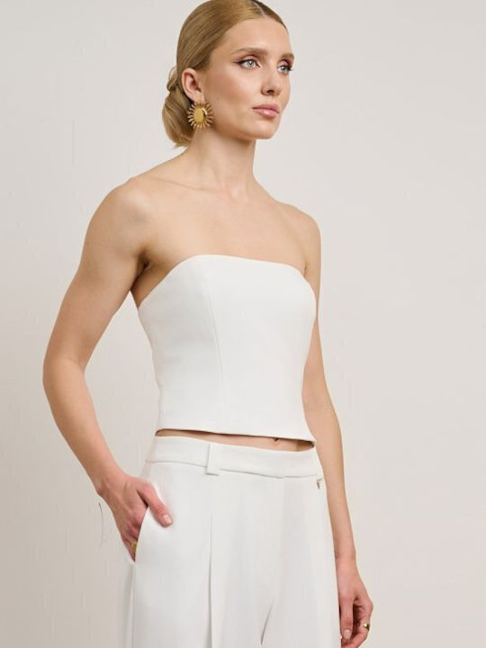 Bluza Damă Fără Bretele Ecru