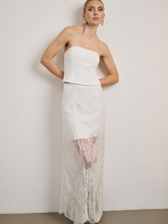 Bluza Damă Fără Bretele Ecru