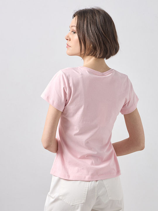 Women's Cotton Short Sleeve Floral Pink Blouse