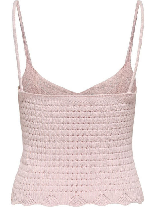 Women's Crop Top Cotton with Straps & V Neckline Pink