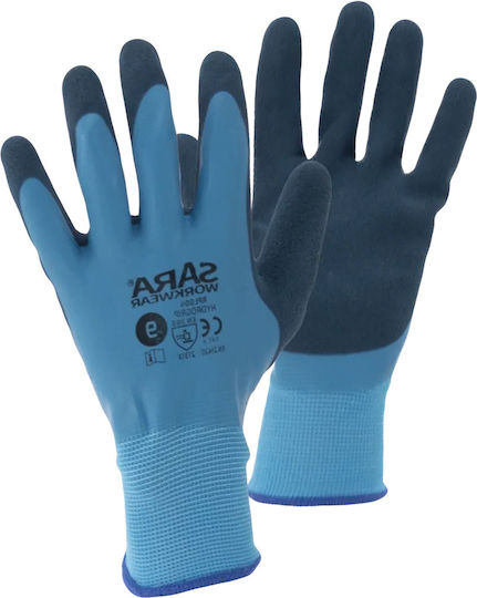 Sara Workwear Αδιάβροχα Γάντια Εργασίας Μπλε Latex