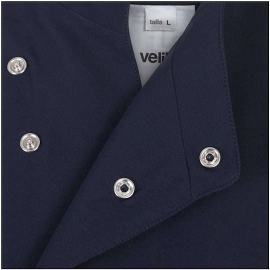 Velilla Kochjacken 100% Mikrofaser Blau mit Langärmelig