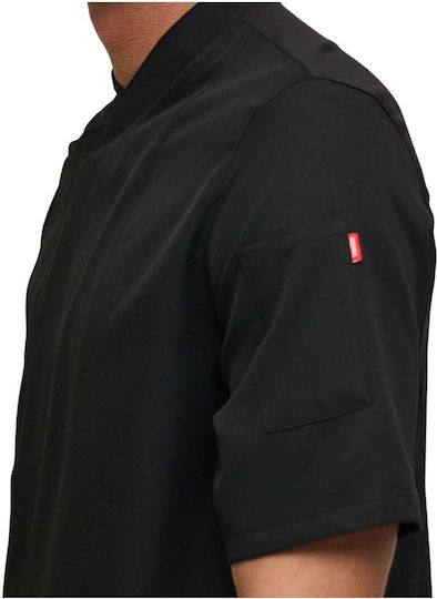 Velilla Chef Jacket 100% Microfiber Black With Short Sleeve