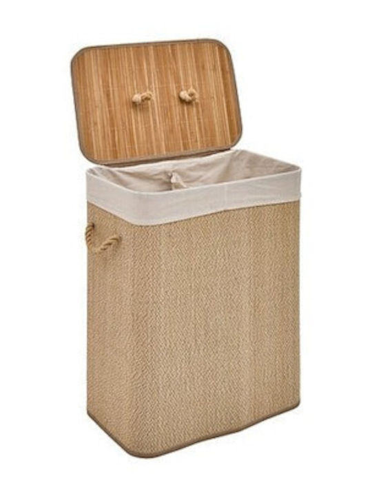 Atmosphera Laundry Basket Bamboo with Cap 52x32x63cm Beige