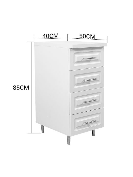 Επιδαπέδια Συρταριέρα Κουζίνας Λευκή 40x50x85εκ.