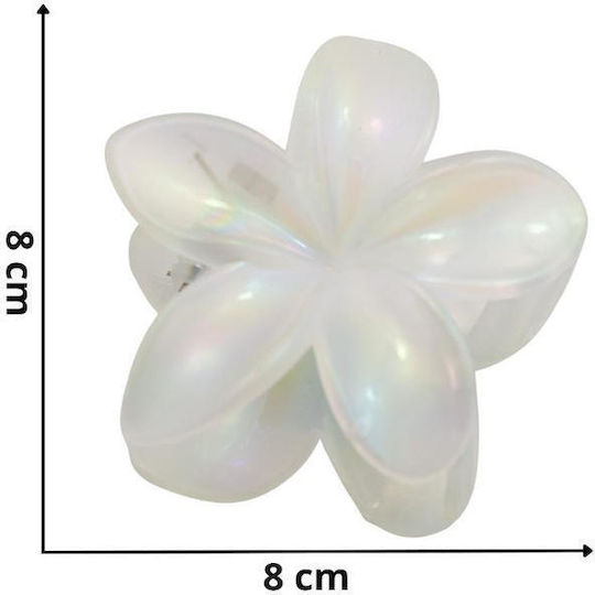 White Matte Flower Shape Hair Clip 525748-7-White