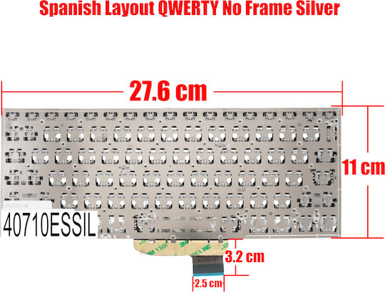 Spanish Laptop Keyboard Asus Vivobook S14 S430 S430fa S430ua X430u X430fn X430fa S435ea-evo-wb711r Aexklu01020 Asm18c83usj9201 0knb0-260aus00 Nsk-wk6sq Es Without Frame Silver Cod.40710essil