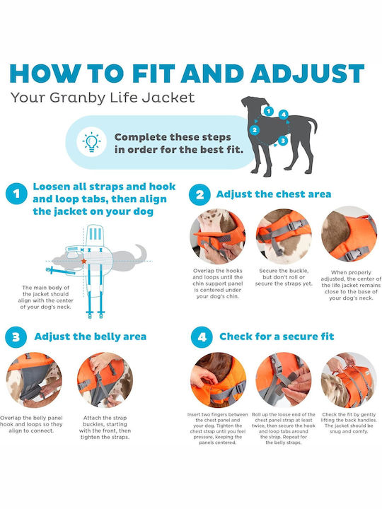 Vestă De Salvare Pentru Câini Xl Outward Hound Granby Splash Greutate Minimă 38 Kg Portocalie Accente Reflectorizante Curele Reglabile Bandă Abdominală Mâner De Salvare