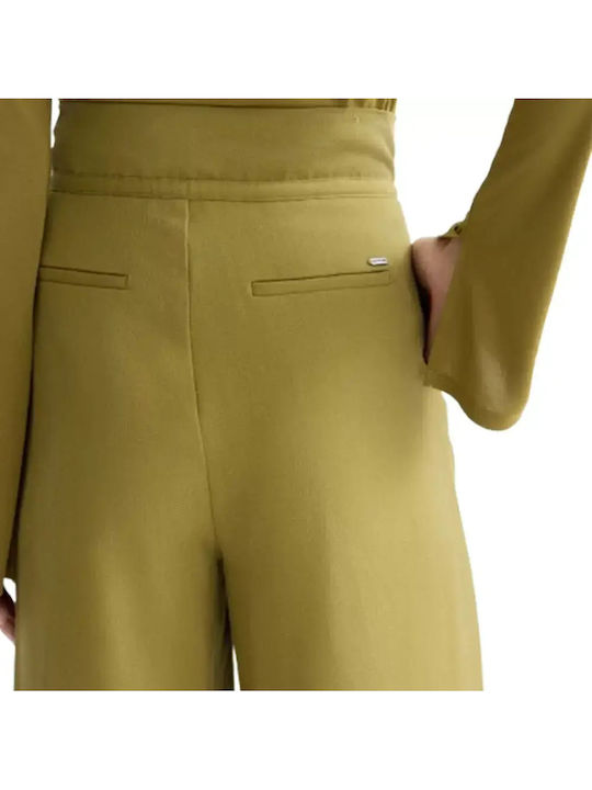 Damen Hochgeschnittene Pantaloons in Papiertüte Passform Grün Moss