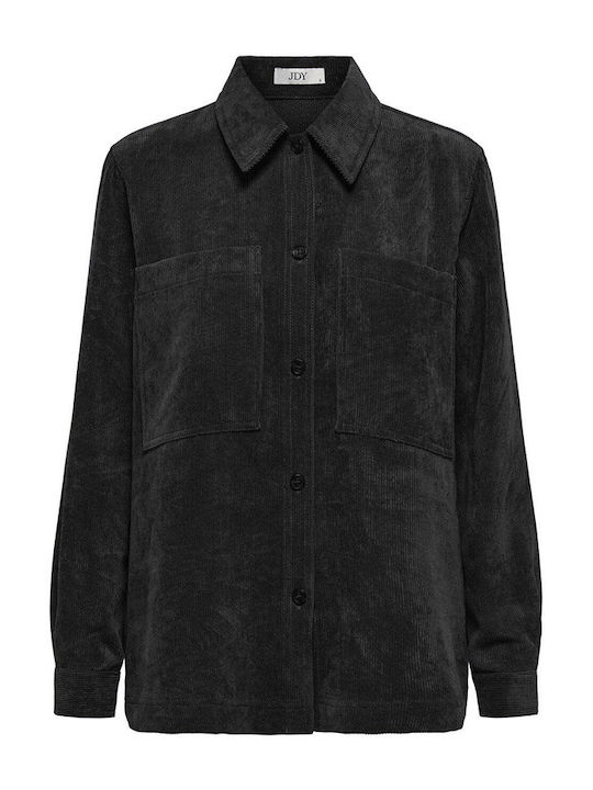 Long Sleeve Women's Denim Shirt Black