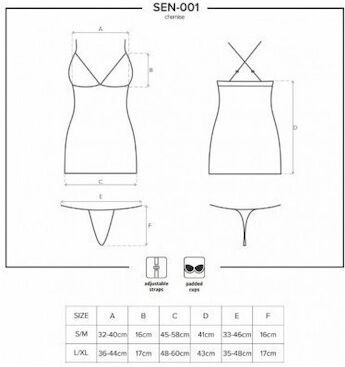 Obsessive Sensual Sen-001 Chemise Thong Μεγεθος Εσωρουχων L Xl