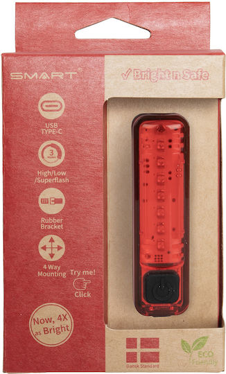 Smart Οπισθιο Φως Ποδηλατου Acrux Accumulator Flashing Light Usb 221522 Μαύρο